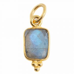 Gemstone Pendant Labradorite Rectangle - 925 Silver & Gold Plated - 8 mm