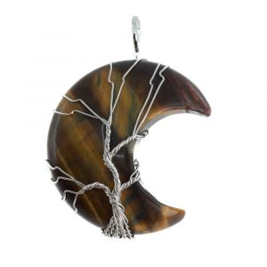 Gemstone Pendant Tree of Life Moon of Tiger's Eye (4 cm)