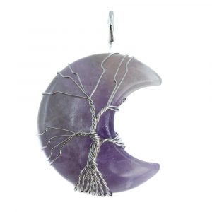 Gemstone Pendant Tree of Life Moon Amethyst (4 cm)