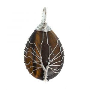 Gemstone Pendant Tree of Life Tiger's Eye (4 cm)