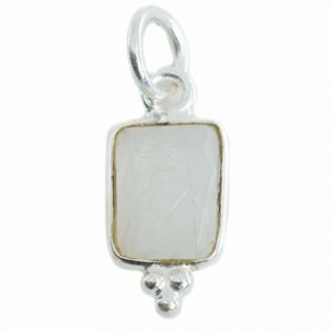 Gemstone Pendant Rainbow Moonstone Rectangle - 925 Silver - 8 mm