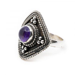 Gemstone Ring Amethyst 925 Silver "Yirsa" (Size 17)