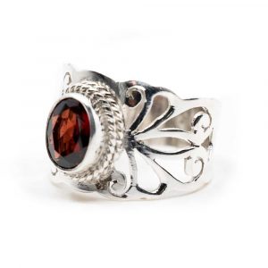 Gemstone Ring Garnet 925 Silver "Sonsare" (Size 17)