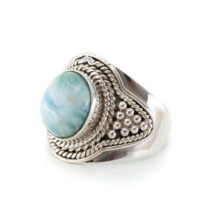 Gemstone Ring Larimar 925 Silver "Jehna" (Size 17)