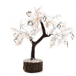 Gemstone Tree Rose Quartz with Hearts (22 cm)