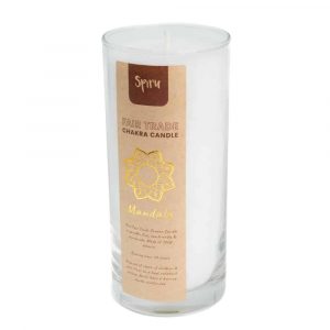 Fair Trade Mandala Stearin Candle - White (60 Hour Burning Time)