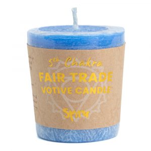 Fair Trade Votive Wish Candle Throat Chakra (5th) - Blue (10 Hour Burning Time)