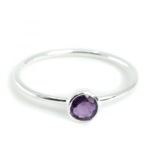 Birthstone Ring Amethyst February - 925 Silver - (Size 17)