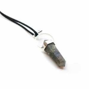 Pendant Double Pointed Labradorite Silver Colored