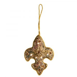 Pendant Ornament Traditional Fleur de Lis Yellow (18 cm)