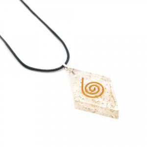 Orgon Pendant Selenite Diamond-shaped with Copper Spiral