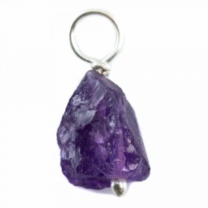 Raw Gemstone Pendant Amethyst 925 Silver (8 - 12 mm)