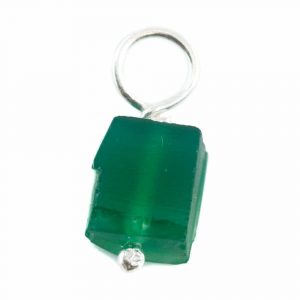 Raw Gemstone Pendant Green Onyx 925 Silver (8 - 12 mm)