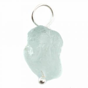 Raw Gemstone Pendant Aquamarine 925 Silver (8 - 12 mm)