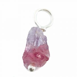 Raw Gemstone Pendant Multi Tourmaline 925 Silver (8 - 12 mm)