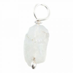 Raw Gemstone Pendant Rainbow Moonstone 925 Silver (8 - 12 mm)