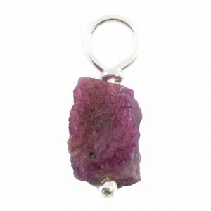 Raw Gemstone Pendant Ruby 925 Silver (8 - 12 mm)