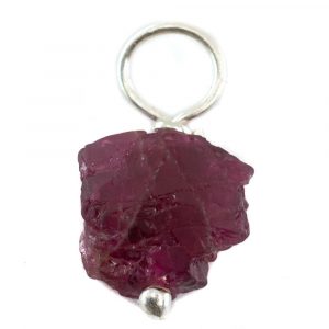 Raw Gemstone Pendant Pink Tourmaline 925 Silver (8 - 12 mm)