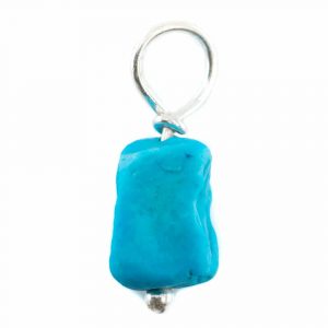 Raw Gemstone Pendant Turquoise 925 Silver (8 - 12 mm)