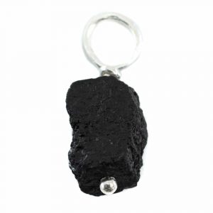 Raw Gemstone Pendant Black Tourmaline 925 Silver (8 - 12 mm)