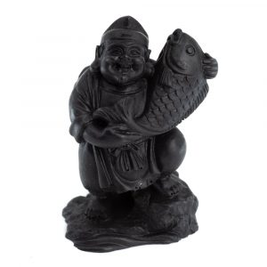 Shungite Statue Happy Buddha with Holy Fish - Pressed