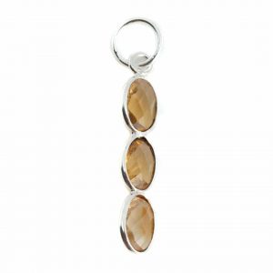 Gemstone Pendant Citrine 3 Stones - 925 Silver - 20 x 4 mm