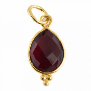 Birthstone Pendant January Garnet Gold Plated 925 Silver - 10 mm