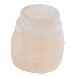 Tea-light Holder Gemstone Selenite Cylinder approx 700 grams (8 x 8 cm)