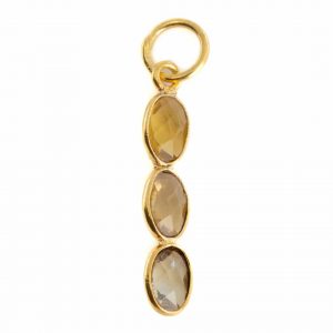 Gemstone Pendant Citrine 3 Stones - 925 Silver & Gold Plated - 20 x 4 mm