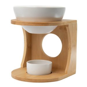 Luxury Aroma Burner Bamboo Standard - White