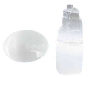 Raw Selenite Iceberg & Pocket Stone Set - Bundle