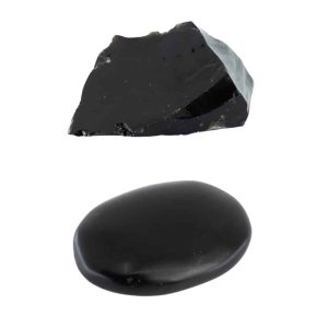 Rough Black Obsidian & Pocket Stone Set - Bundle