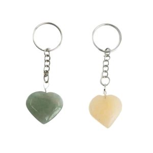 Aventurine Keychain Set with Heart Shape - Bundle