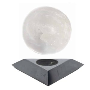 Selenite Gemstone Sphere with Shungite Stand - Bundle