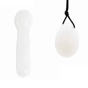 White Jade Yoni Egg & Stick Set - Bundle