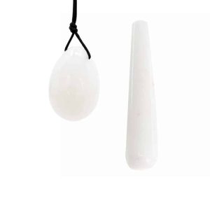 White Jade Yoni Egg & Wand Set - Bundle