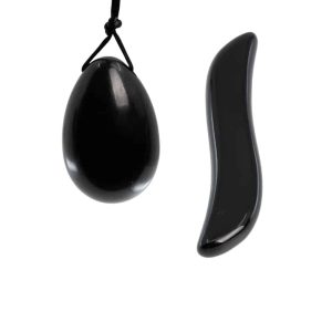 Obsidian Yoni Egg & Wand (S-Shape) Set - Bundle