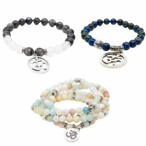 Gemstone Bracelets with OHM Charm Set - Bundle