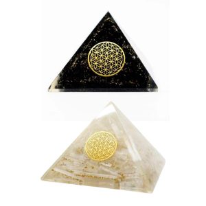 Yin Yang Orgonite Flower of Life Pyramid Set - Bundle