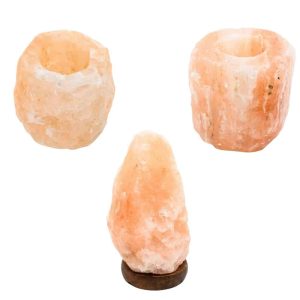 Himalayan Salt Lamp with Small and Large Tealight Holder - Bundle