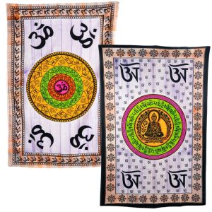 Authentic Wall Tapestries Set Buddha and OHM - Bundle