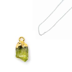 Birthstone Pendant August Peridot with Silver Chain – Bundle