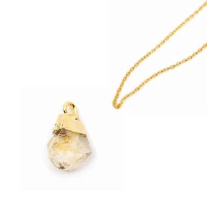 Birthstone Pendant November Citrine with Gold-colored Chain – Bundle